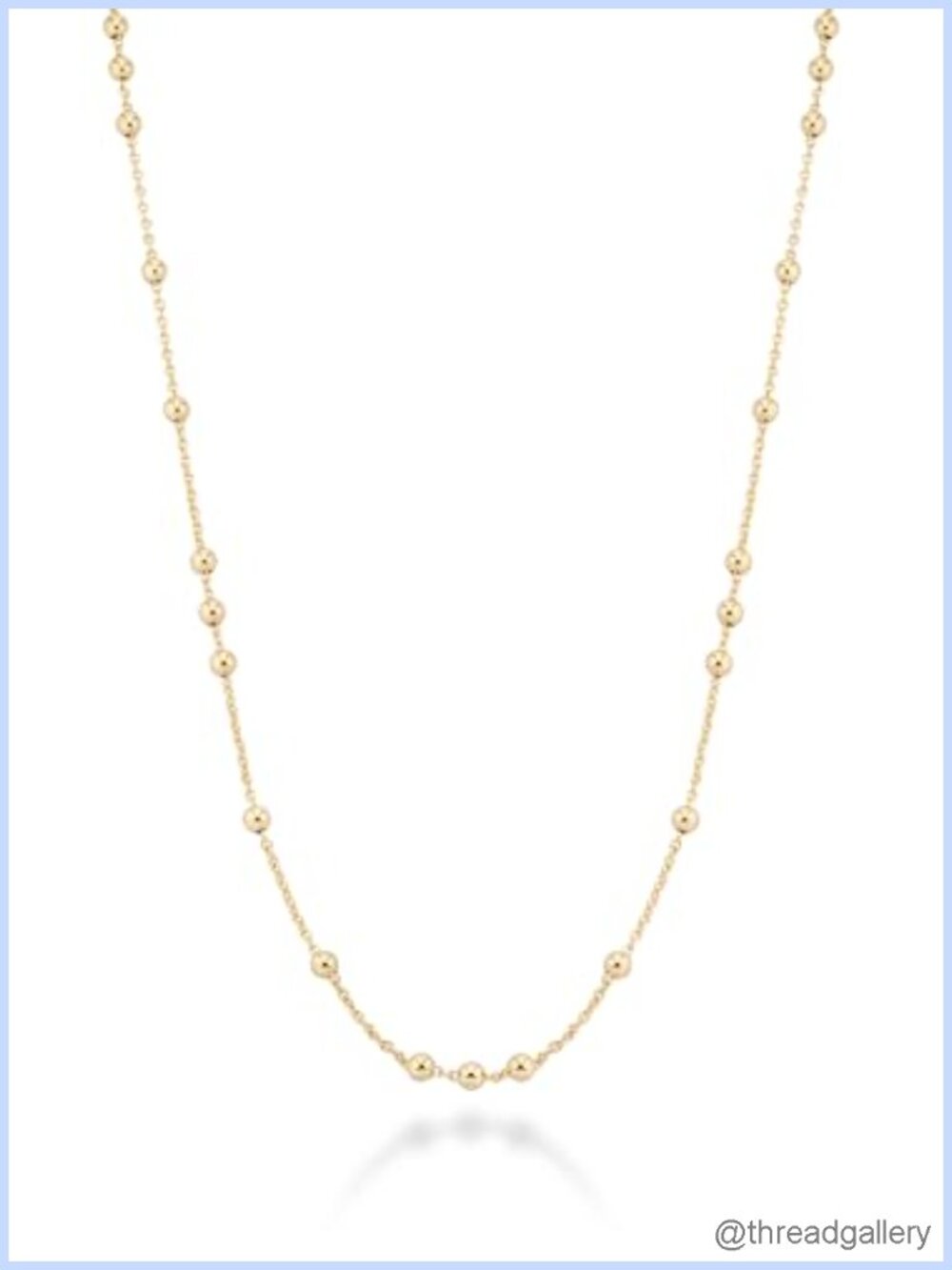 18K Gold Plated Beaded Ball Rosary Chain Necklace 60" Layering